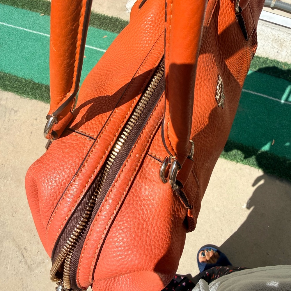 MCM Orange Leather Top-Handle Satchel - Picture 8 of 10